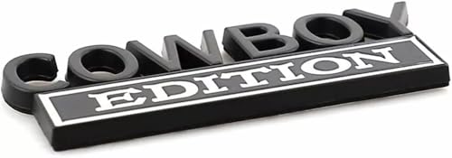 Image of Pair Set Cowboy Edition Raised Letters Emblem 3D Badge Sticker Decal Replacement for Vehicle, Truck, SUV, Door Decoration (Black White)