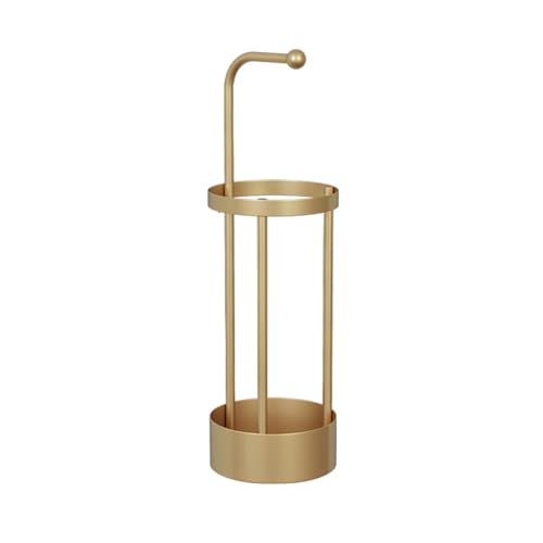 WEILIG Paragüero, diseño de Paraguas, Paraguas de Entrada, Soporte de Hierro, Estante de Almacenamiento, Soporte para bastón para el hogar, Aula, Hotel, 20 x 20 x 65 cm Oro