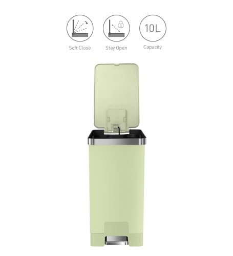 Image of Obsessions EKO 10L Plastic Step Bin with Pedal,Waste Storage Trash Can, Green