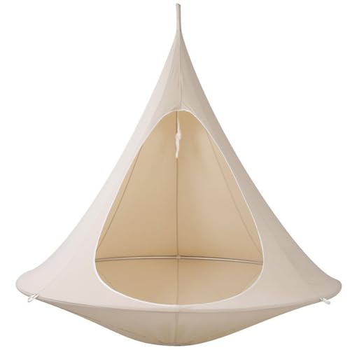 Silla colgante de mariposa para exteriores, interior, patio, tienda de campaña, doble 110 x 100 cm (blanco) Silla colgante para interiores y exteriores, color beige, soporte de 180 x 150 cm