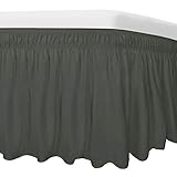 Easy-Going Bed Skirt for Queen or King Size Bed, 18 Inch Tailored Drop, Fitted with Adjustable Elastic Belt, Convenient to Use Without Lift The Mattress (Queen/King, Dark Gray)