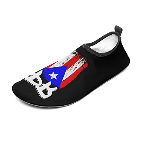 Puerto Rico PR Flag Quick-Dry Water Sports Shoes for Beach Swim Surf Water Sport Slip-on Aqua Socks for Women Men 7/8women,5/6men