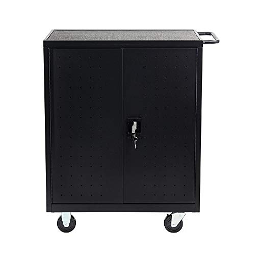 30 Device Mobile Charging And Storage Cart For Ipads, Chromebooks And Laptop Computers, Up To 13-Inch Screen Size, Surge Protection, Front & Back Access Locking Cabinet #TOP3