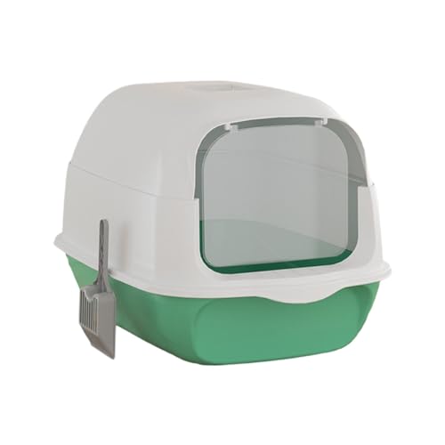 Generic 猫用密閉トイレパン 大容量取り外し可能な砂受け 子猫用ペットトイレ, 緑