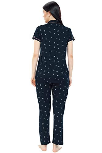 Image of ZEYO Women's Cotton Printed Korean Night Suit Set of Shirt & Pajama Set (Available in Plus Size)