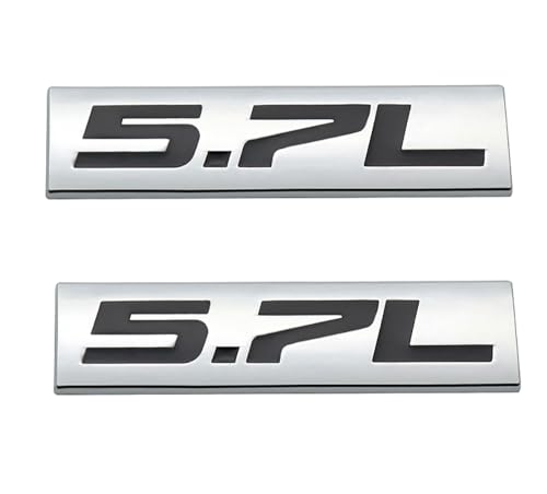 Image of 2Pc 5.7L Emblem Badge Letter 3D Metal Nameplate Sticker for Hood Door Trunk (Silver Black)