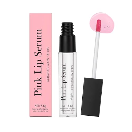 Pink Lip Serum, Farbwechsel Lip Oil, Color Changing Lip Plumper, Pink Essence Lip Gloss, Lippenserum Lip Tint für Lippenpflege, Repair, Reduces Fine Lines, Lang Anhaltender Hydrating