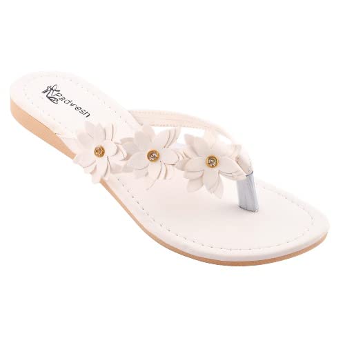 Padvesh Women Casual Stylish T- Strap with Flower Synthetic Leather Flat for Women For girls Casual Summer Sandals Colour Off White Size UK - 6 (B09SG6ZQ6T) Amazon Price History, Amazon Price Tracker