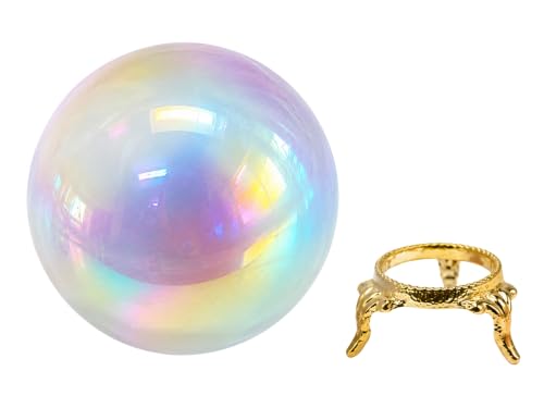 Image of Certified Angel Aura Quartz Crystal Ball for Meditation - Premium Crystal Vastu Items for Home and Feng Shui Items for Good Luck - Ideal for Pooja Supplies and Spiritual Practices (3 inch Inch)