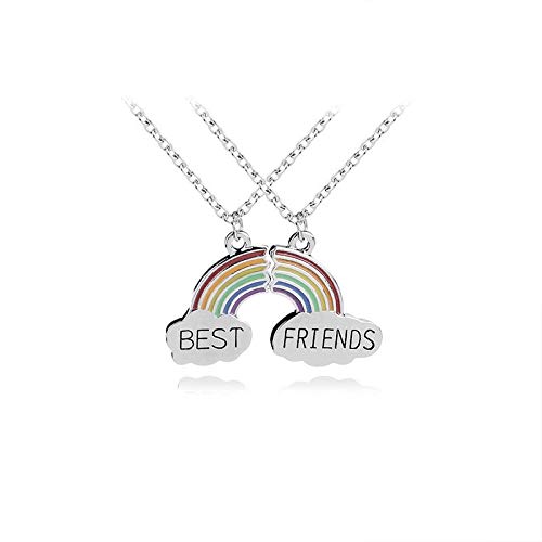 Rainbow Clouds Buds Matching Best Friends Necklace Set