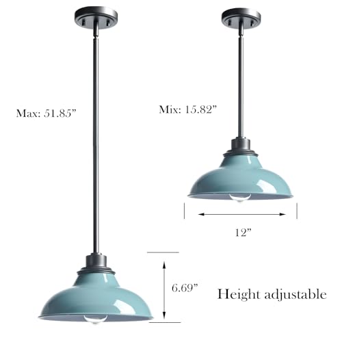 SHAWNKEY Modern Blue Pendant Light Fixture Kitchen Pendant Lights for Breadfast Nook Bar Dinning Room Coffee Shop Sea Green Nordic Style (Metal Rod) - Image 4