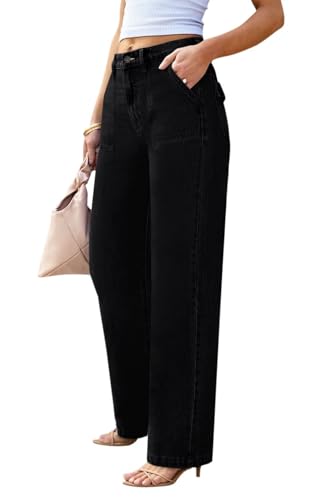 Image of Wide Leg Jeans for Women High Waist Stretch Cargo Denim Pants