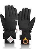 TRENDOUX Kids Ski Gloves Snow Winter Glove for Boy Girl, 100% Waterproof Windproof Cold Weather Touch Screen with 3M Thinsulate 8-10 12-14 Years Old Child Gloves Skiing Snowboarding Gift - Black L