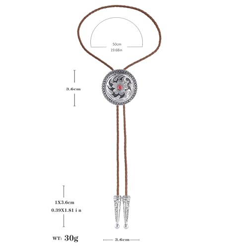 Image of GelConnie Floral Bolo Tie for Men Womens Bolo Tie Necklace Native American Black Men's Bolo Ties Western Cowboy Bolero Ties