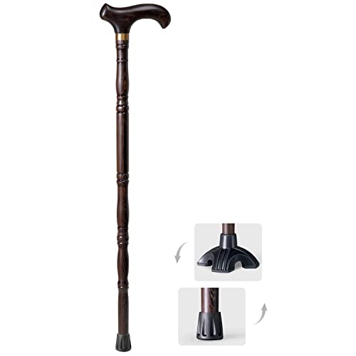SEVEEZ Bastone da Passeggio per Uomini E Donne, Robusto Bastone di Legno per Anziani, Ausilio per Camminare Leggero in Stile Tradizionale (Color : Dark Brown-1, Size : 85cm)
