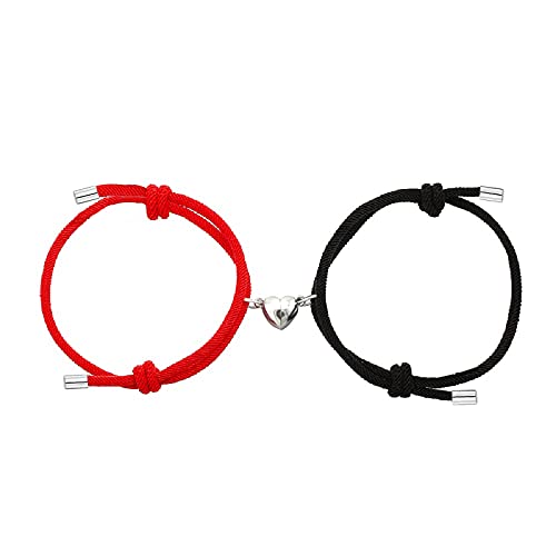 Dlihc 2pcs Couples Bracelets for Women Men, Matching Bracelets for Couples, Matching Heart Bracelets for Boyfriend Girlfriend Best Friend