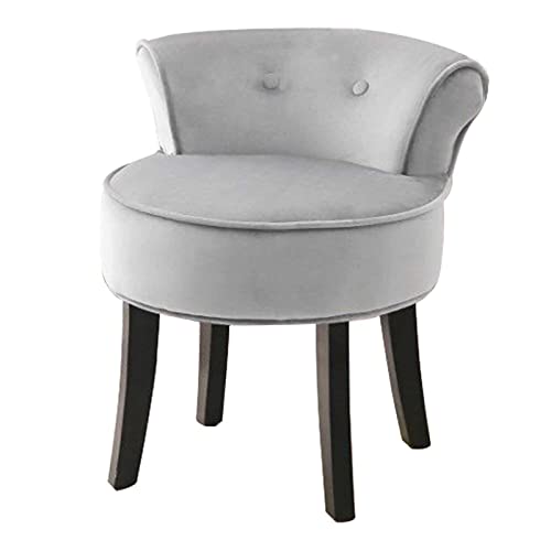 Schminktisch-Hocker aus Samt, mit Holzbeinen grau Cover