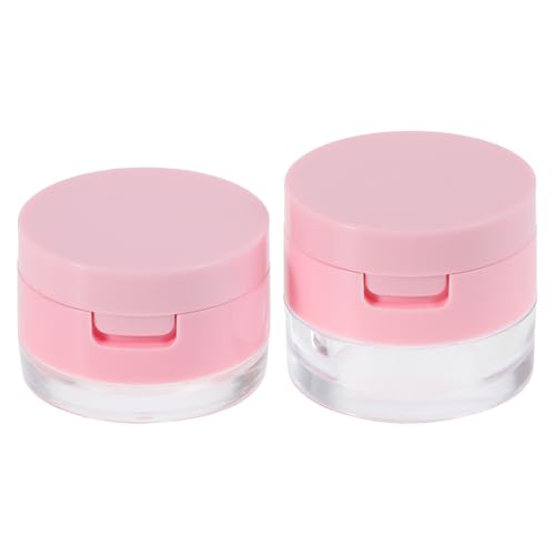 MALUGOGO Estuche Portátil para Maquillaje en Suelto 2 Recipientes de Polvos Faciales de 5g y 3g, Borla Flexible, Espejo y Plástico Rosa Adecuado para Viaje y Uso Diario