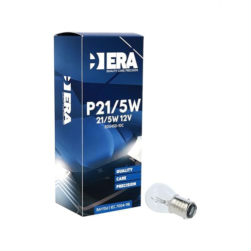 ERA Energía Renovable de América Set 10 Pezzi Lampadine Alogene P21/5W 12V 21/5W BA15d – Attacco Auto Standard – Doppio Filamento per Posizione e Stop