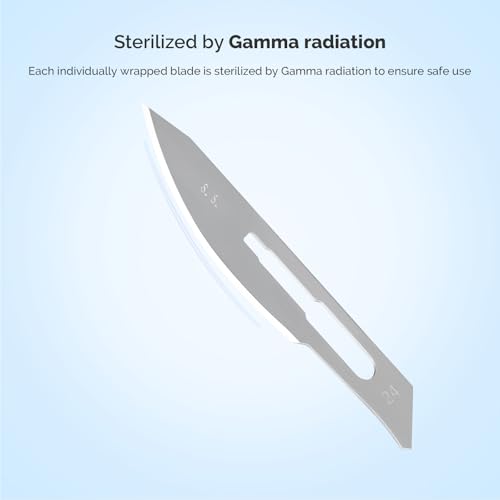 Image of JMU 100pcs Scalpel Blades Sterile #25, Disposable Stainless Steel Surgical Blades, Individually Foil Wrapped