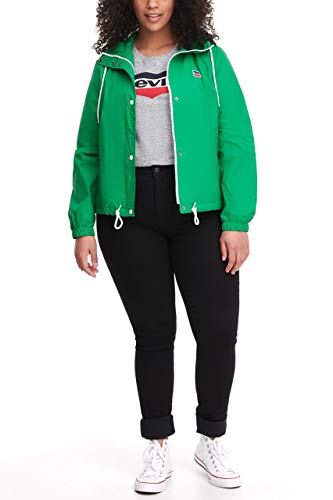 Levi's Women's Plus Retro Hooded Rain Windbreaker Jacket (Standard & Plus Sizes), Green, 1X #TOP2