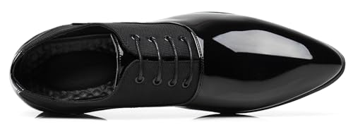 Image of Men's Faux Patent Leather Dress Shoes Glitter Prom Tuxedo Lace-up Formal Oxford