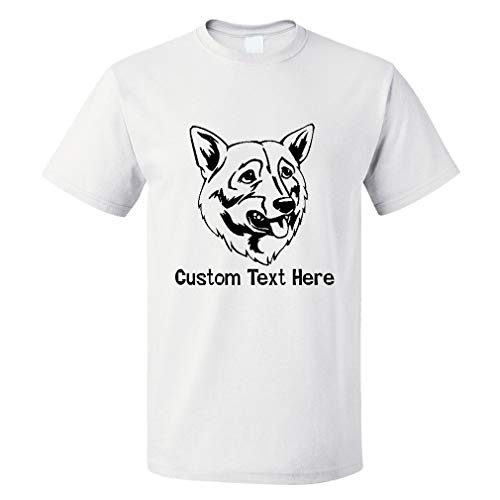 Custom Funny Graphic T Shirts for Men Swedish Vallhund Head Black Cotton Top White Personalized Text Here 3X Large