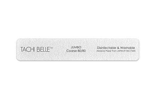 Tachibelle 50 Pcs Premium JAPAN Abrasive Jumbo File 80/80 Coarse Washable Zebra File Nail Art Sanding Nail Files