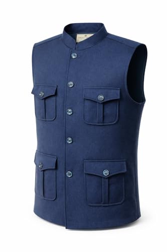 Image of LATEST CHIKAN Men's Nehru Jacket | Ethnic Waistcoat with Mandarin Collar | Premium Textured Fabric | Party, Wedding