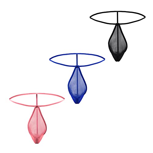 AGJGFM Men's Mesh See Through Thongs G-String T-Back Bikini Underwear