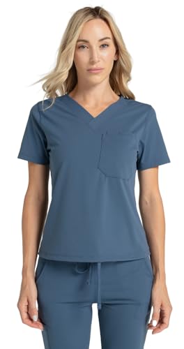 Shabbella Top for Women - Contemporary Fit, 3 Pockets, 4-Way Stretch, Moisture-Wicking, Ocean Blue, Medium