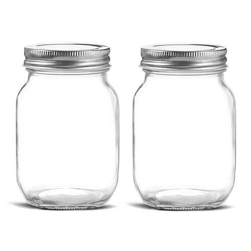 Glass Mason Jars 16oz 2 Pack