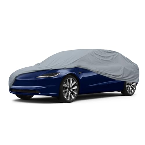 Image of MotorTrend Custom Fit Car Cover for Telsa Model 3, All-Weather Protection for Cars Trucks & SUVs, UV Resistant Waterproof Scratch-Resistant, Vehicle Cover for Outdoor & Indoor
