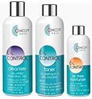 Oily Skin Control and Adult Acne Regimen. 3-Step Regime Includes Cleanser, Mattifying Moisturizer and Toner with Tea Tree & Salicylic Acid. Sample Set. Best Hormonal Acne Treatment.