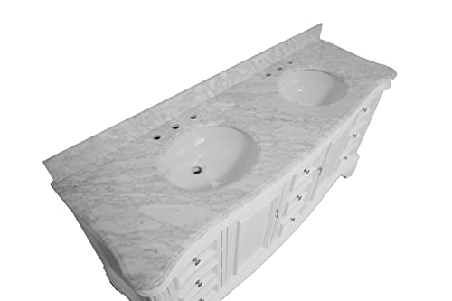 Kitchen Bath Collection Katherine 72-Inch Double Bathroom Vanity (Carrara/White): Includes White Cabinet With Authentic Italian Carrara Marble Countertop And White Ceramic Sinks #TOP5
