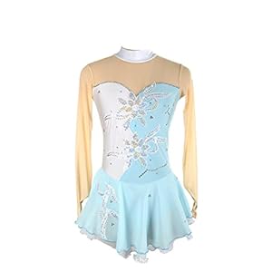 Meisjes kunstschaatsen jurk, dansvoorstelling competitie kleding ijs pak bloemen patroon ijs rok kleding jurken handgemaakt FiveShops (Color : Q, Grootte : 3XL)