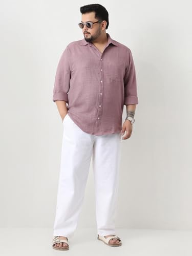Image of Urbano Plus Men's Linen Blend Full Sleeve Relaxed Fit Casual Solid Shirt