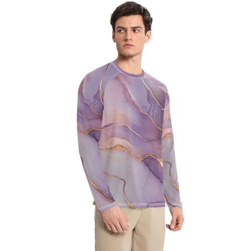 Marble Rose Gold Purple Men's Rash Guard Fishing Long Sleeve Mens Sun Shirts UV Protection Long Sleeve Hiking3