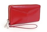 Catwalk Collection Handbags - Cartera de Muñeca Grande de Mujer - Monedero de Piel - Billetera para Móvil y 13 Tarjetas - RFID - Clara - Rojo