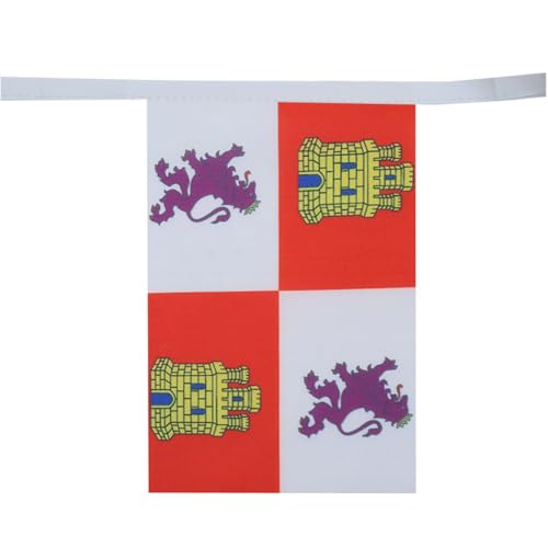 Image of AZ FLAG Castile and Leon 6 meters BUNTING Flag 20 flags 9'' x 6'' - Spanish region of Castilla y Leon STRING flags 15 x 21 cm