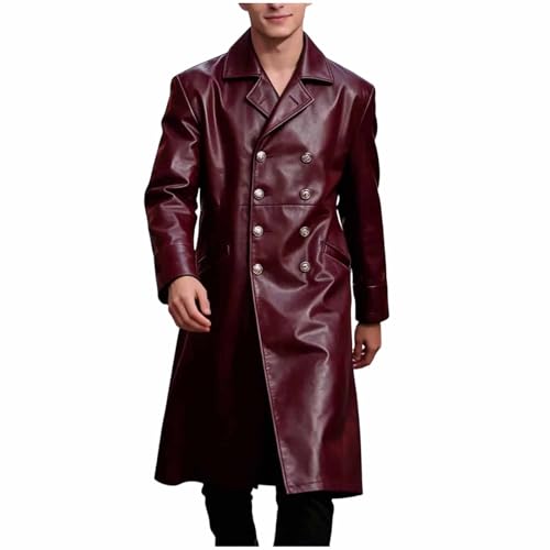 Veste en cuir homme style steampunk et coupe trench uni