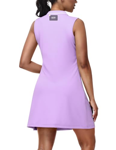 Image of MIER Golf Dresses for Women V Neck Sleeveless Dress with Zip Pocket