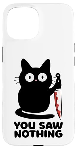 You Saw Nothing X Angry Cat - Chat d'horreur Halloween Coque pour iPhone 15