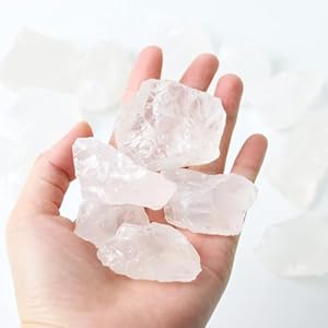 Nvzi Rough Crystals and Healing Stones, Bulk Crystals, Rocks for Tumbling, Raw Quartz Stone Bulk, Amathesis Crystal, Calcite Crystal for Decoration, Wicca, Chakra (460G) (Clear Quartz)