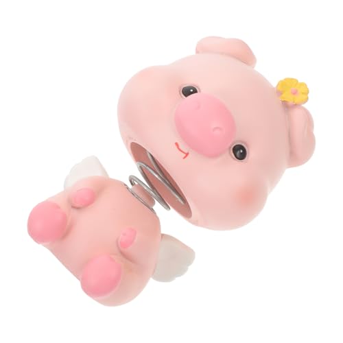 FUNNETOYU Figurine Cochon Tête Branlante Résine Décorative pour Tableau de Bord Voiture Ornement pour Bureau et Maison Cadeau de Pendaison de Crémaillère