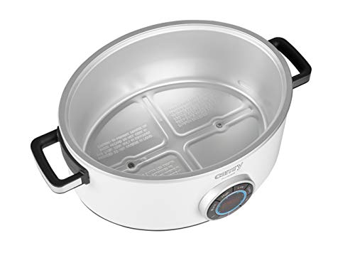 Foto von Camry CR6410 Kochtopf, 6,5 l, Slow Cooker Digital Timer und 3 Temperatureinstellungen, langsam kochen, Glasdeckel und Keramiktopf, Weiß