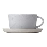 Blomus Set 2 Kaffeetassen SABLO, mit Untertassen, 4 tlg, Keramik, grau, 150 ml, 64112