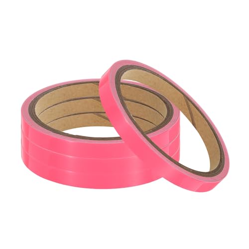 Image of uxcell 4Rolls Glow in The Dark Tape, 0.3 inch x 9.8 ft Fluorescent Adhesive Tape Luminous Tape for Stairs, Walls, Steps, Exit Sign, Home Decoration, Pink