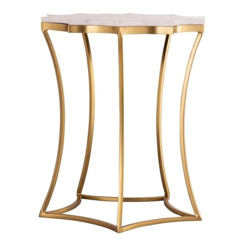 TOV Furniture Camilla Marble Sun-Shaped Side Table, 18"W x 18"D x 22.8"H, Gold