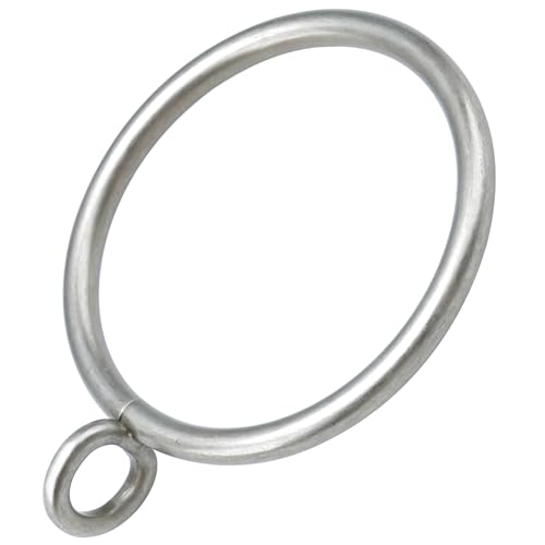 AMZSEVEN 44 Pack Curtain Rings with Eyelets, Metal Drapery Ring for Pinch Pleat Curtains, Drape Ring 1.5 Inch I D Fits Up to 1.2 in Rod, Matte Silver